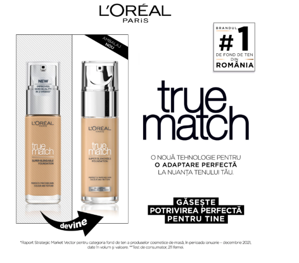 5R5C Fond de ten infuzat cu acid hialuronic L'Oreal Paris True Match 5R5C Rose Sand, 30 ml - imagine 2
